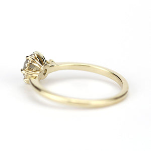 delicate engagement ring three stone ring labradorite and diamond 18k gold - NOOI JEWELRY