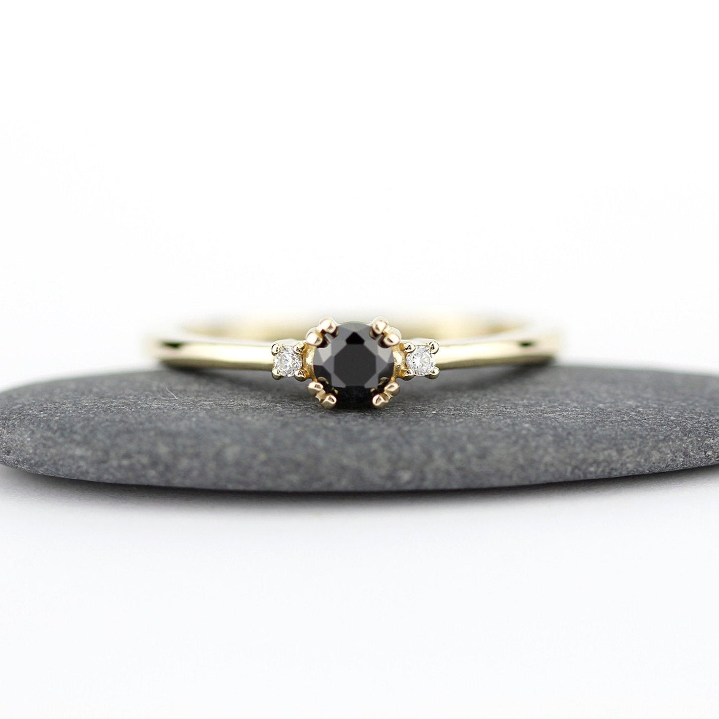 diamond ring, classy diamond ring, minimalist engagement ring, simple engagement ring, engagement ring, black diamond ring anniversary ring - NOOI JEWELRY