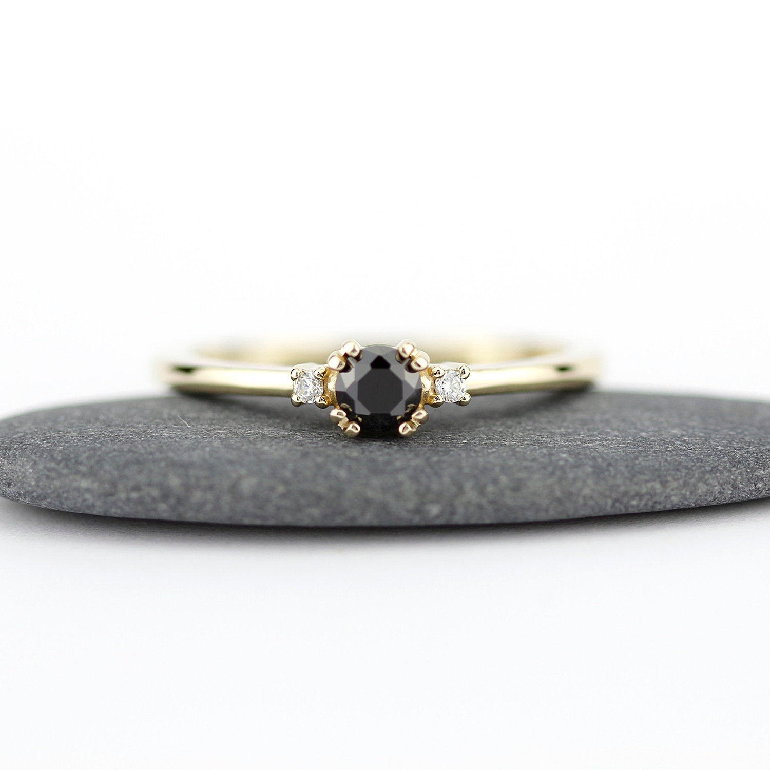 diamond ring, classy diamond ring, minimalist engagement ring, simple engagement ring, engagement ring, black diamond ring anniversary ring - NOOI JEWELRY
