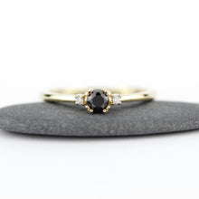 Load image into Gallery viewer, diamond ring, classy diamond ring, minimalist engagement ring, simple engagement ring, engagement ring, black diamond ring anniversary ring - NOOI JEWELRY