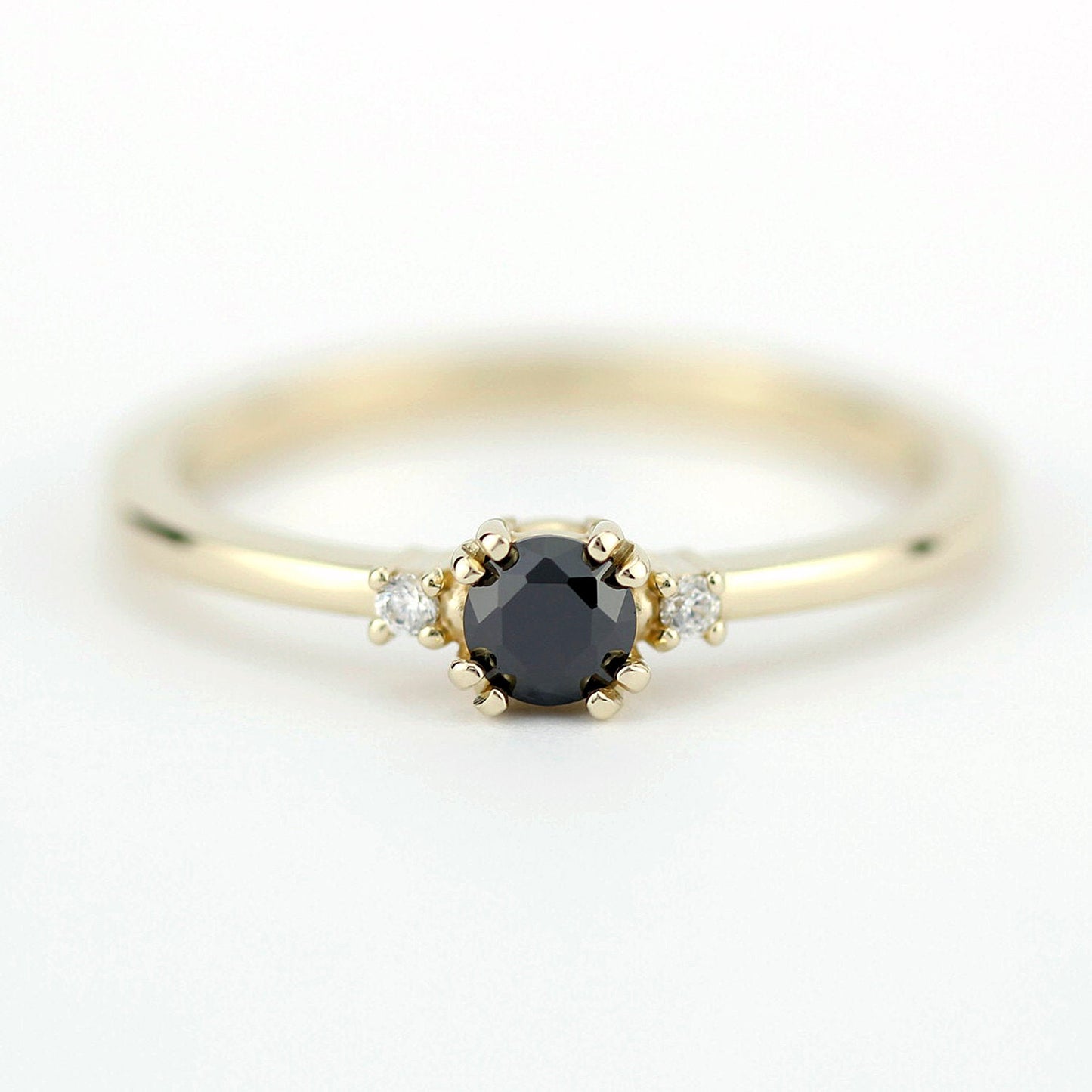 diamond ring, classy diamond ring, minimalist engagement ring, simple engagement ring, engagement ring, black diamond ring anniversary ring - NOOI JEWELRY