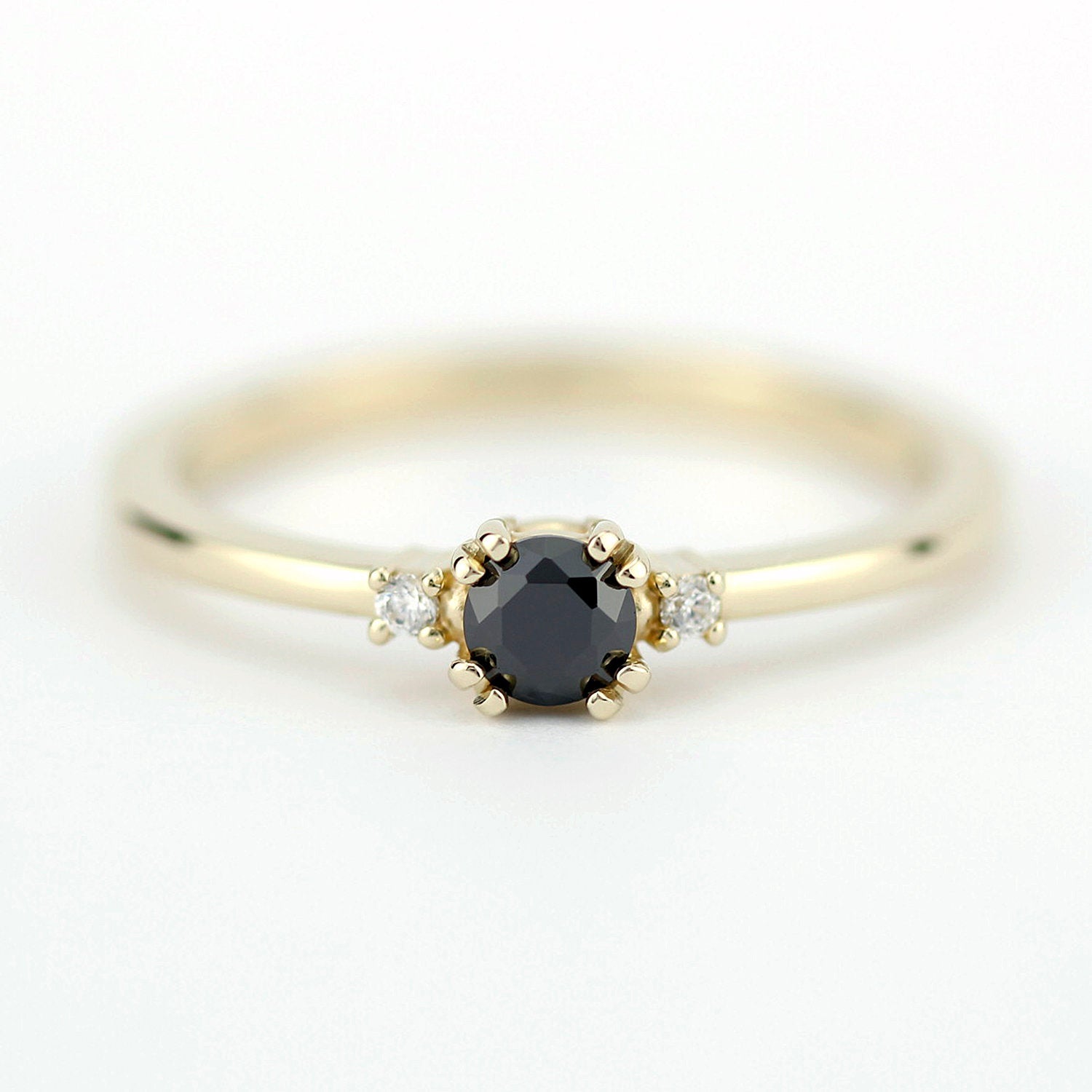 diamond ring, classy diamond ring, minimalist engagement ring, simple engagement ring, engagement ring, black diamond ring anniversary ring - NOOI JEWELRY