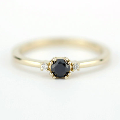 diamond ring, classy diamond ring, minimalist engagement ring, simple engagement ring, engagement ring, black diamond ring anniversary ring - NOOI JEWELRY