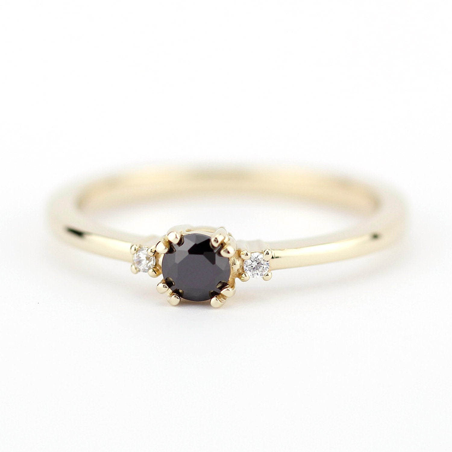 diamond ring, classy diamond ring, minimalist engagement ring, simple engagement ring, engagement ring, black diamond ring anniversary ring - NOOI JEWELRY