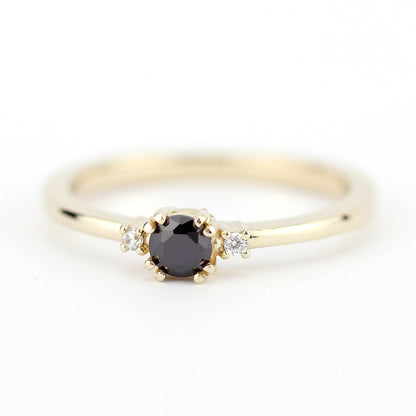 diamond ring, classy diamond ring, minimalist engagement ring, simple engagement ring, engagement ring, black diamond ring anniversary ring - NOOI JEWELRY