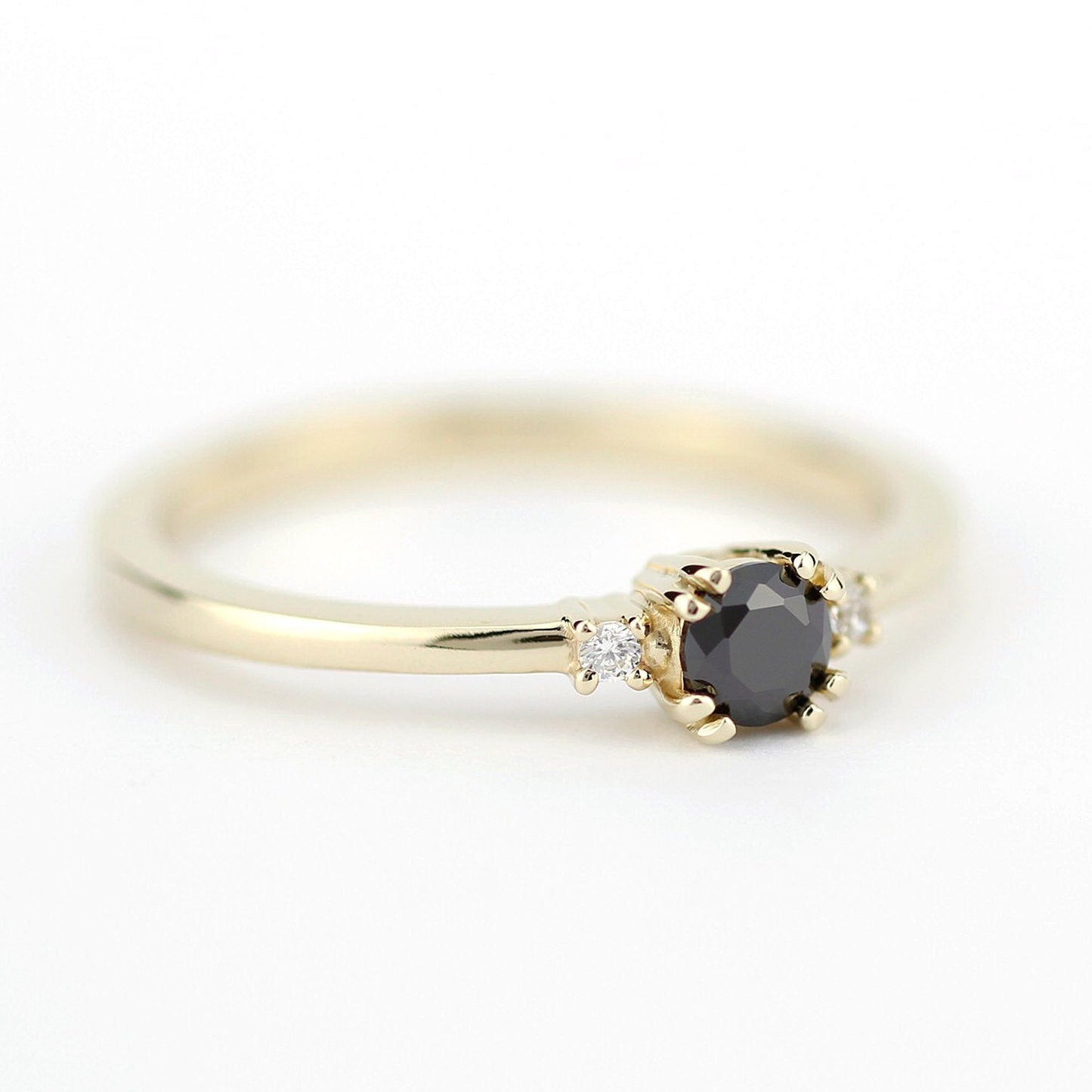 diamond ring, classy diamond ring, minimalist engagement ring, simple engagement ring, engagement ring, black diamond ring anniversary ring - NOOI JEWELRY