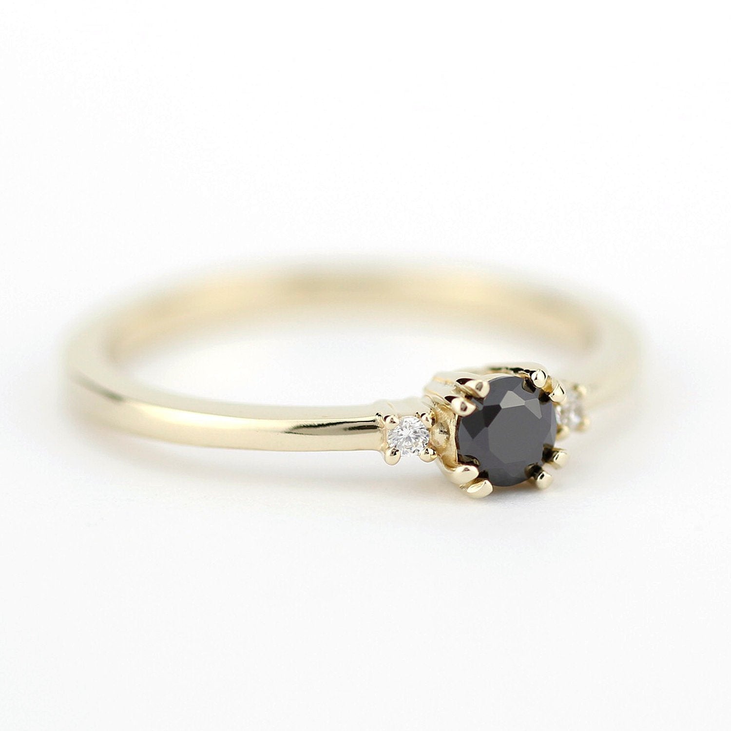 diamond ring, classy diamond ring, minimalist engagement ring, simple engagement ring, engagement ring, black diamond ring anniversary ring - NOOI JEWELRY