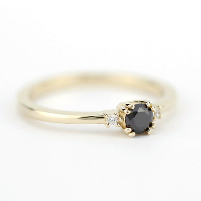 diamond ring, classy diamond ring, minimalist engagement ring, simple engagement ring, engagement ring, black diamond ring anniversary ring - NOOI JEWELRY