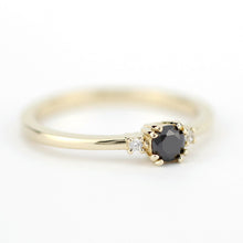 Load image into Gallery viewer, diamond ring, classy diamond ring, minimalist engagement ring, simple engagement ring, engagement ring, black diamond ring anniversary ring - NOOI JEWELRY