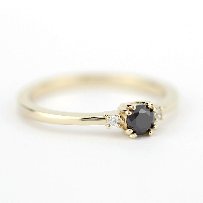 diamond ring, classy diamond ring, minimalist engagement ring, simple engagement ring, engagement ring, black diamond ring anniversary ring - NOOI JEWELRY