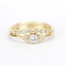 Load image into Gallery viewer, wedding ring set, diamond bridal wedding set, modern wedding set, cluster wedding ring, curved wedding band diamonds - NOOI JEWELRY