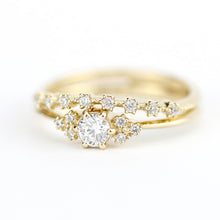 Load image into Gallery viewer, wedding ring set, diamond bridal wedding set, modern wedding set, cluster wedding ring, curved wedding band diamonds - NOOI JEWELRY