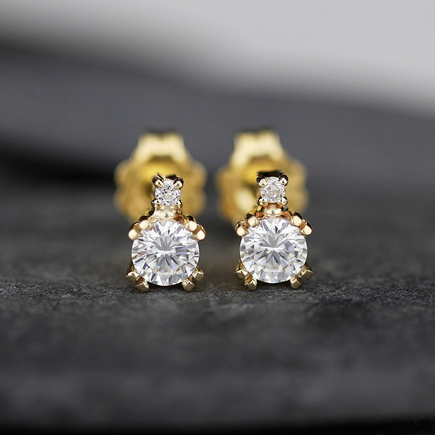 diamond earrings, wedding earrings, minimalist earrings, diamond earrings stud, gold earrings, earrings dainty, simple earrings - NOOI JEWELRY