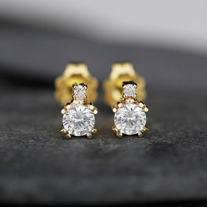 diamond earrings, wedding earrings, minimalist earrings, diamond earrings stud, gold earrings, earrings dainty, simple earrings - NOOI JEWELRY