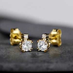 diamond earrings, wedding earrings, minimalist earrings, diamond earrings stud, gold earrings, earrings dainty, simple earrings - NOOI JEWELRY