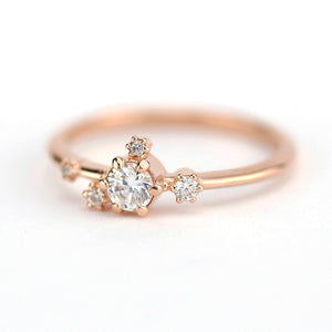 Rose gold engagement ring diamond cluster - NOOI JEWELRY