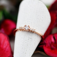 Load image into Gallery viewer, Rose gold engagement ring simple round | Small diamond cluster engagement ring - NOOI JEWELRY