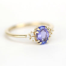 Load image into Gallery viewer, oval tanzanite and diamonds ring, diamond and tanzanite engagement ring - NOOI JEWELRY