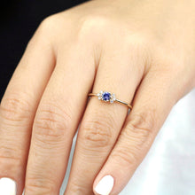 Load image into Gallery viewer, Simple Tanzanite engagement ring, minimalist Cluster ring tanzanite and diamonds - NOOI JEWELRY