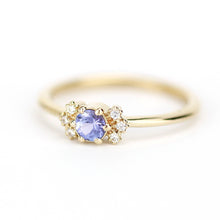 Load image into Gallery viewer, Simple Tanzanite engagement ring, minimalist Cluster ring tanzanite and diamonds - NOOI JEWELRY