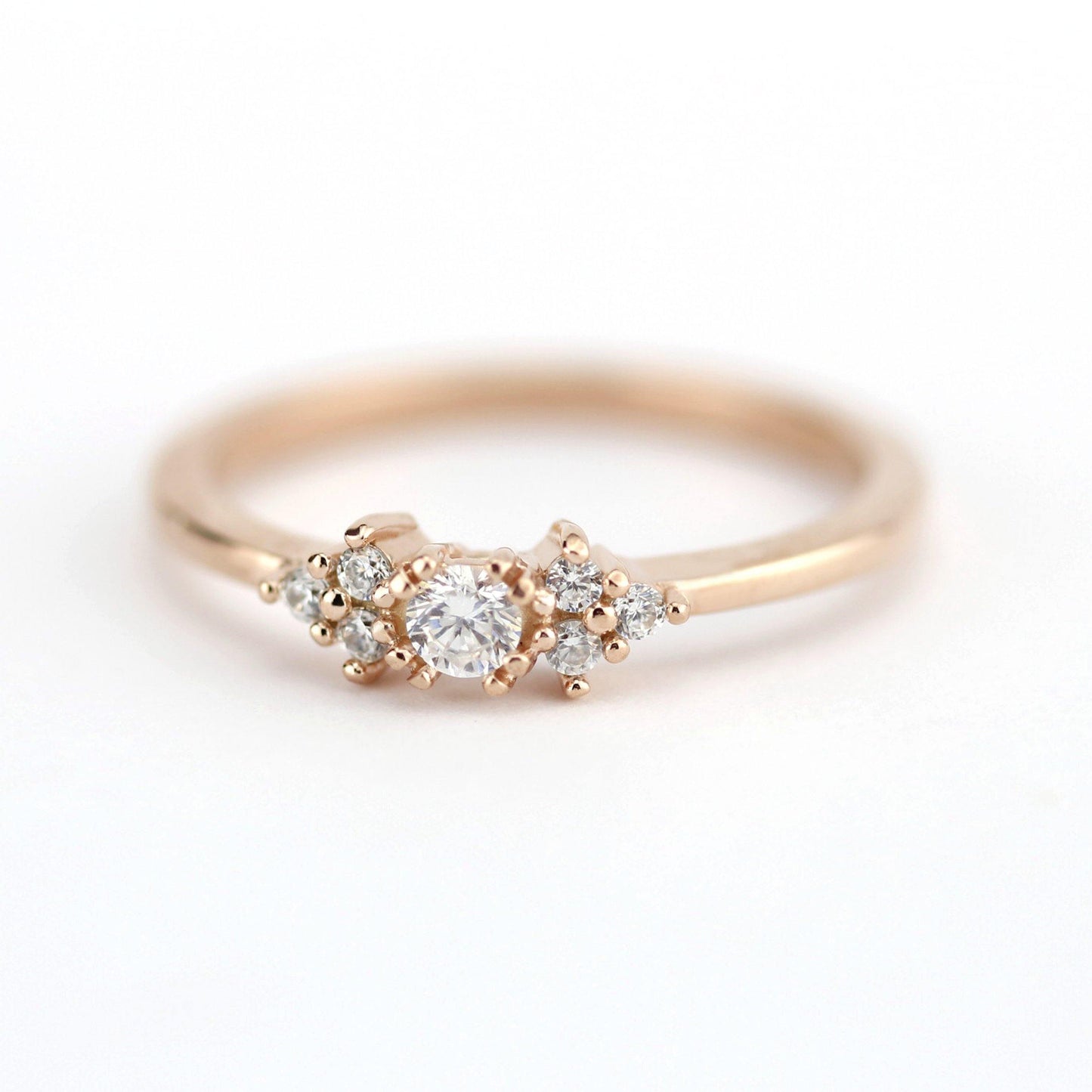 cluster engagement ring round rose gold - NOOI JEWELRY