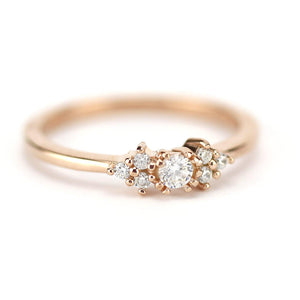 cluster engagement ring round rose gold - NOOI JEWELRY