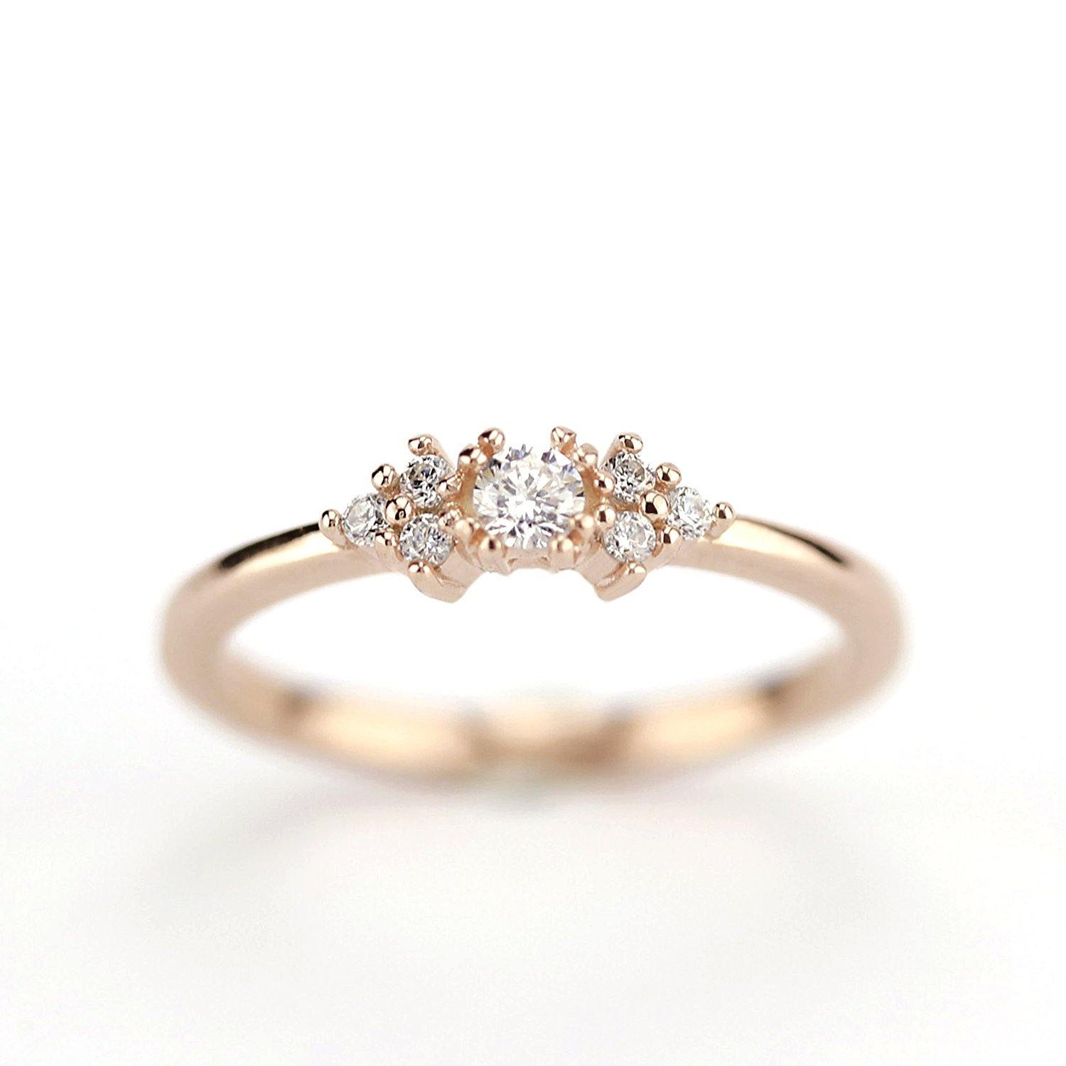 cluster engagement ring round rose gold - NOOI JEWELRY