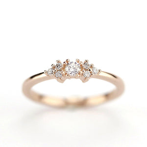 cluster engagement ring round rose gold - NOOI JEWELRY