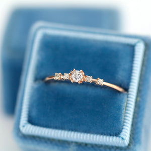 Rose gold engagement ring unique diamonds - NOOI JEWELRY