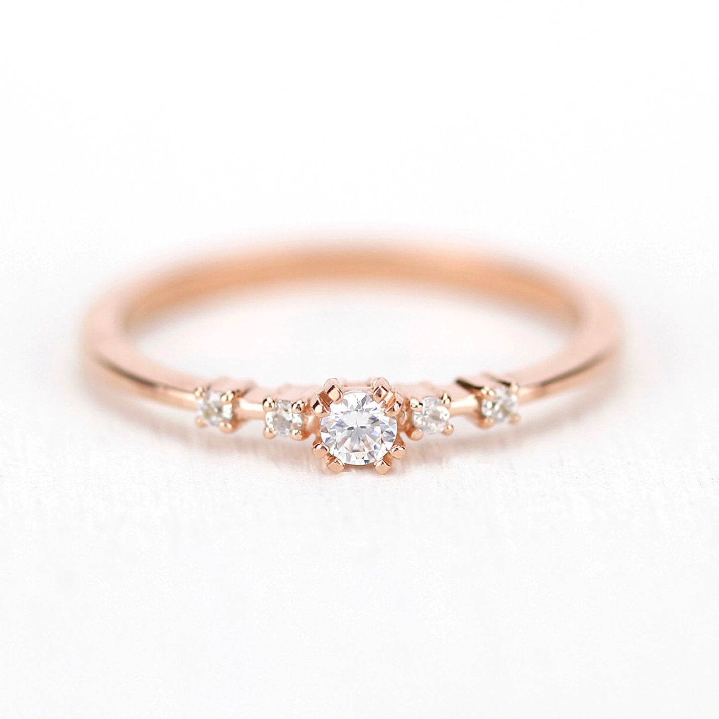 Rose gold engagement ring unique diamonds - NOOI JEWELRY