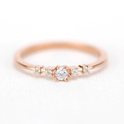 Rose gold engagement ring unique diamonds - NOOI JEWELRY