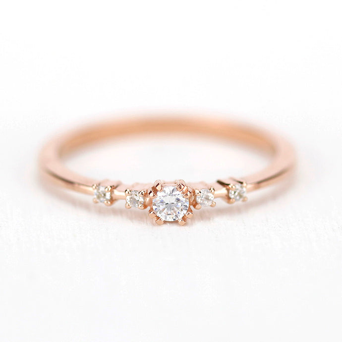Rose gold engagement ring unique diamonds - NOOI JEWELRY