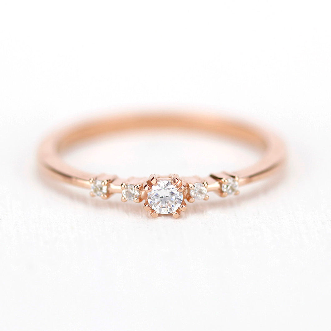 Rose gold engagement ring unique diamonds - NOOI JEWELRY