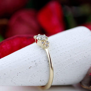 Cluster ring engagement vintage | round diamond engagement rings thin band simple - NOOI JEWELRY