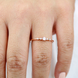 Rose gold engagement ring unique diamonds - NOOI JEWELRY