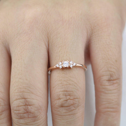 cluster engagement ring round rose gold - NOOI JEWELRY