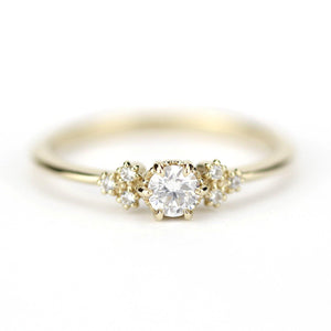 delicate diamond engagement ring | round diamond engagement rings thin band unique - NOOI JEWELRY