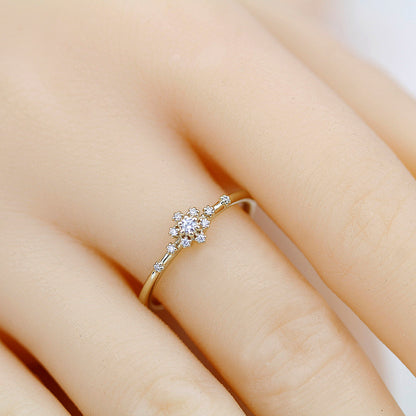 small diamond cluster engagement ring | halo engagement ring round small simple - NOOI JEWELRY
