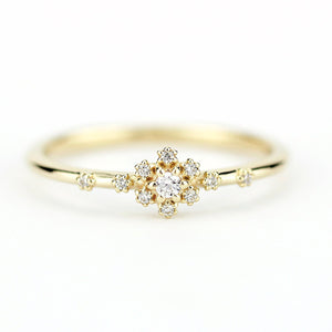 small diamond cluster engagement ring | halo engagement ring round small simple - NOOI JEWELRY