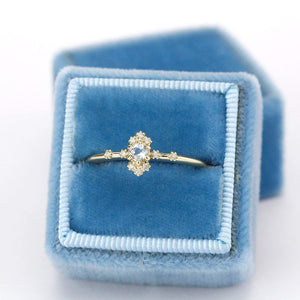 aquamarine engagement ring with diamonds,18k yellow gold - NOOI JEWELRY