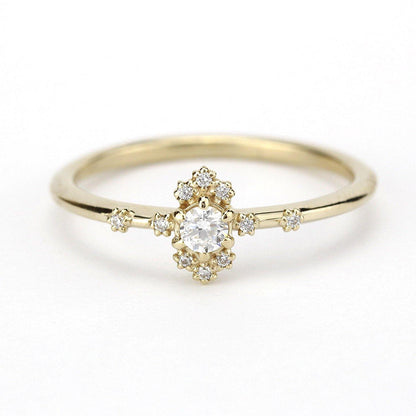 dainty engagement ring simple diamonds | small diamond cluster ring - NOOI JEWELRY