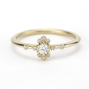 dainty engagement ring simple diamonds | small diamond cluster ring - NOOI JEWELRY