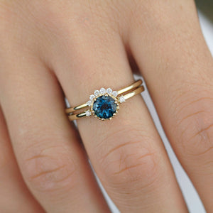 London blue topaz ring wedding band wedding set ring engagement ring diamond wedding band bridal set wedding set diamond ring - NOOI JEWELRY