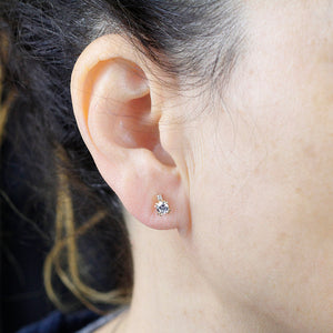 diamond earrings, wedding earrings, minimalist earrings, diamond earrings stud, gold earrings, earrings dainty, simple earrings - NOOI JEWELRY