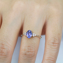 Load image into Gallery viewer, oval tanzanite and diamonds ring, diamond and tanzanite engagement ring - NOOI JEWELRY