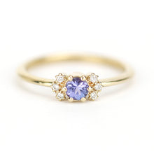 Load image into Gallery viewer, Simple Tanzanite engagement ring, minimalist Cluster ring tanzanite and diamonds - NOOI JEWELRY
