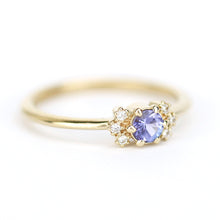 Load image into Gallery viewer, Simple Tanzanite engagement ring, minimalist Cluster ring tanzanite and diamonds - NOOI JEWELRY