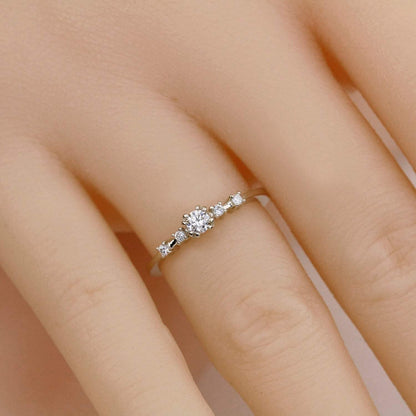 delicate engagement ring, minimalist white gold ring, dainty engagement ring | R246NWG - NOOI JEWELRY