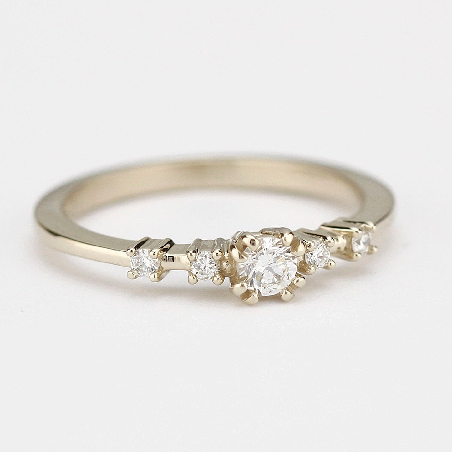 delicate engagement ring, minimalist white gold ring, dainty engagement ring | R246NWG - NOOI JEWELRY