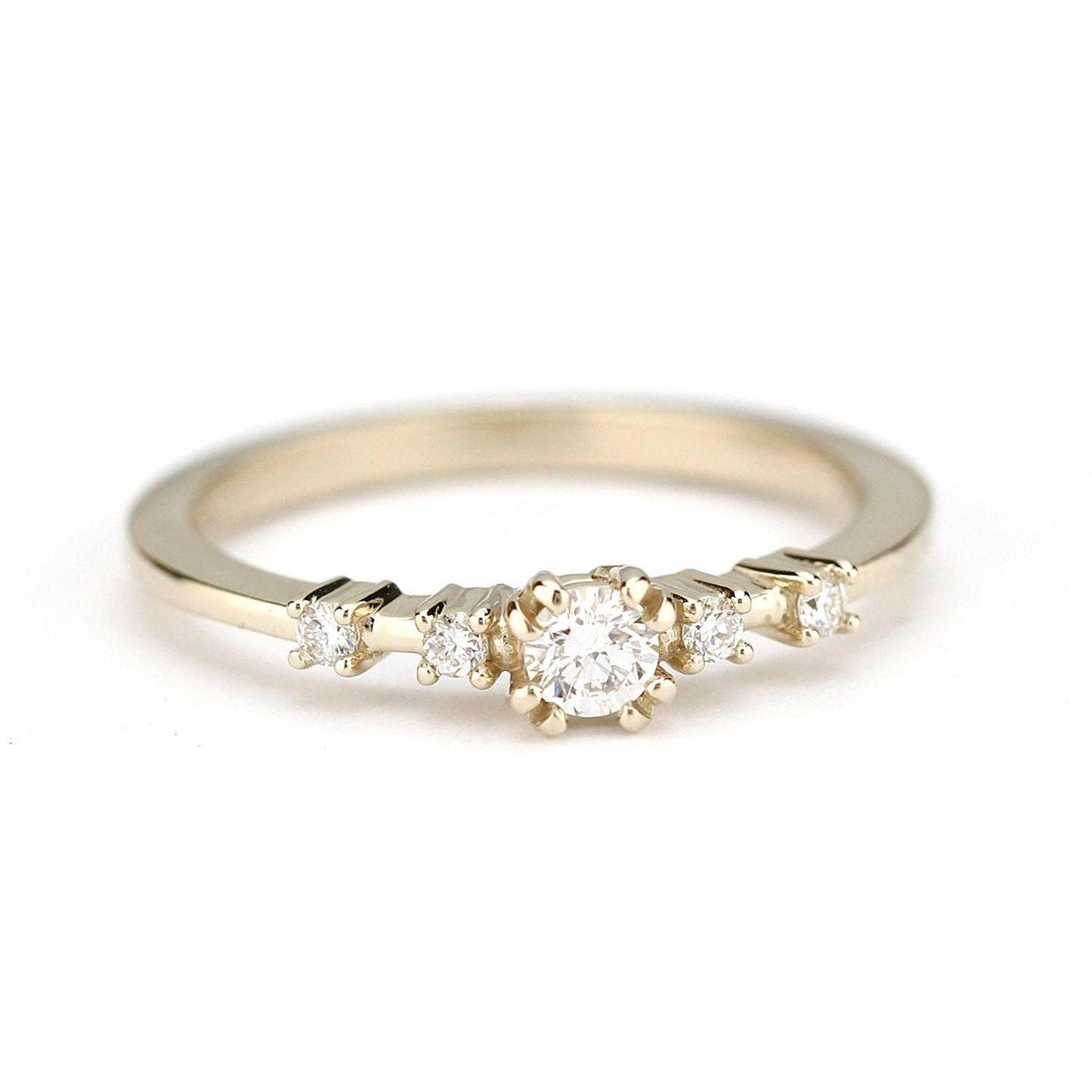 delicate engagement ring, minimalist white gold ring, dainty engagement ring | R246NWG - NOOI JEWELRY